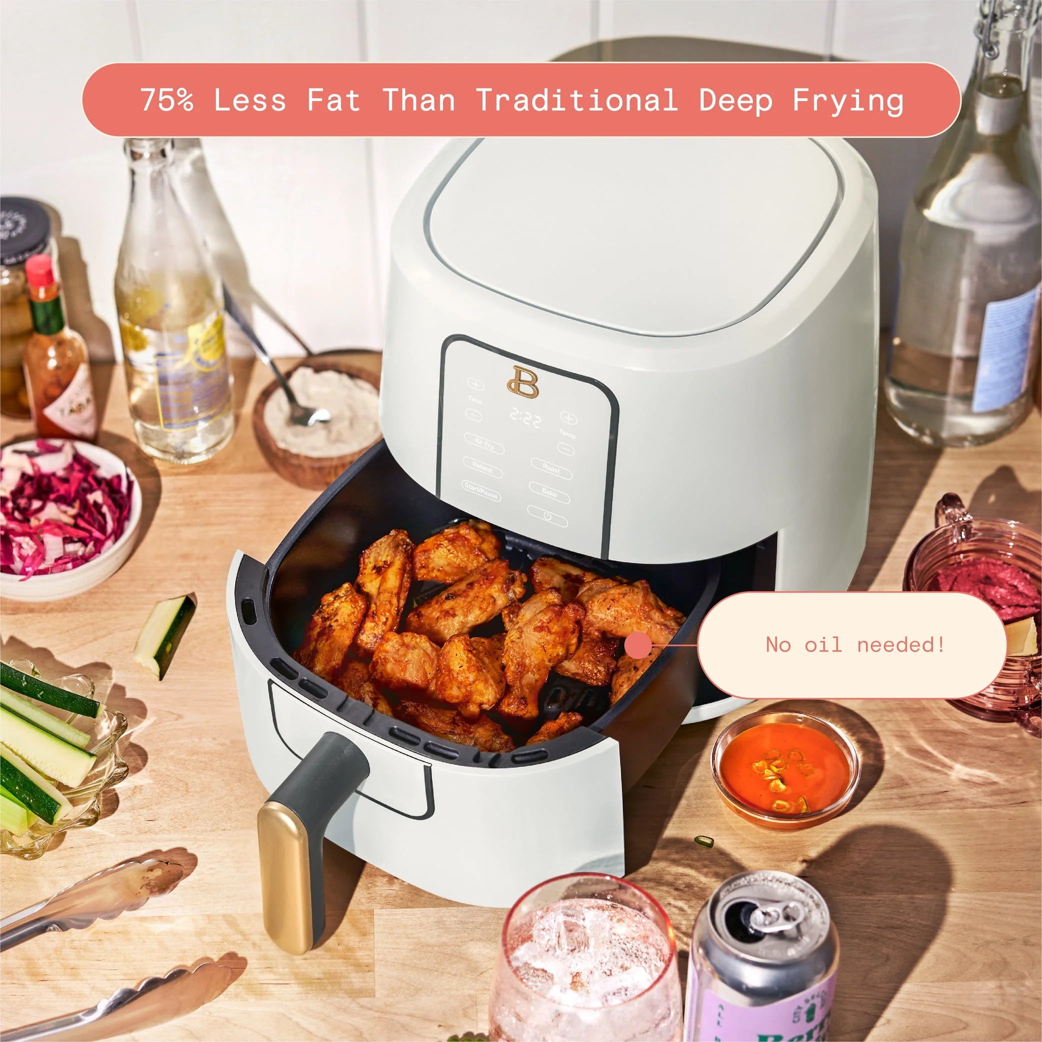 Beautiful 3 Qt Air Fryer with TurboCrisp Technology, White Icing by Drew Barrymore Q720518