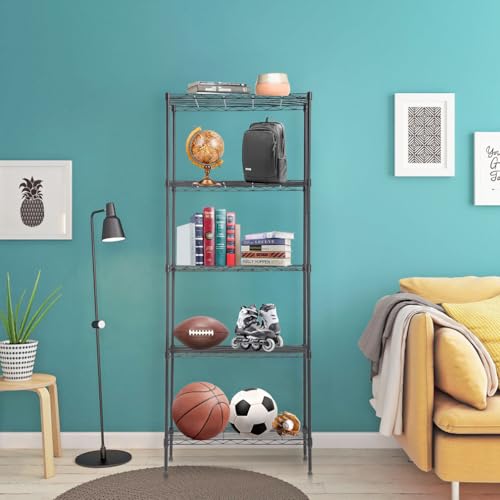 4 Tier NSF Wire Shelving Unit Heavy Duty Steel Storage Rack, Black X19089