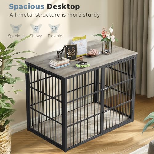 43'' Dog Crate Furniture with 3 Doors, XL Wooden End Table for Medium to Large Dogs M2208