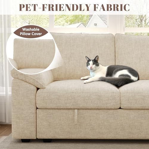 108 Inch U-Shaped Sectional Sleeper Sofa with Pull Out Bed, Dark Grey J60928