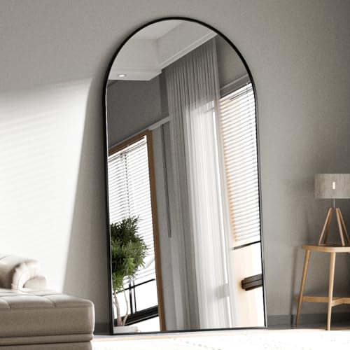 BEAUTYPEAK 65"x24" Arched Full Length Floor Mirror, Black D361