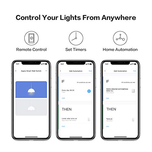 Aqara Smart Light Switch No Neutral Single Rocker, Zigbee, Requires Aqara Hub B510422