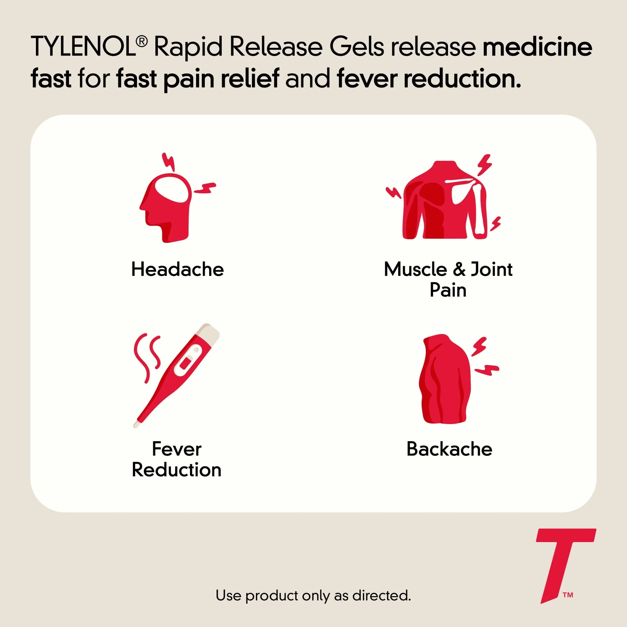 Tylenol Extra Strength Acetaminophen Rapid Release Gels, 100 ct H788