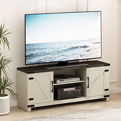 Furinno JAYA Large Entertainment Stand for TV Up to 55 Inch, French Oak Grey/Black V100781