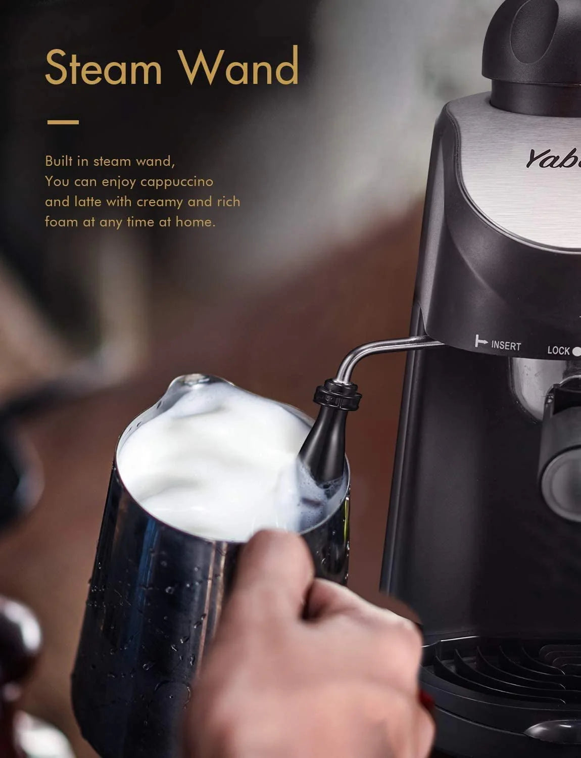 Yabano 3.5 Bar Espresso Machine with Milk Frother, 800W, Black M363