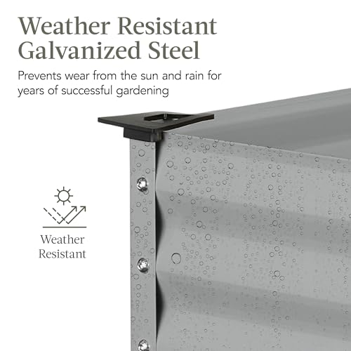 Best Choice Products 48x24x30in Galvanized Raised Garden Bed, Metal Elevated Planter Box, Dark Green S888804