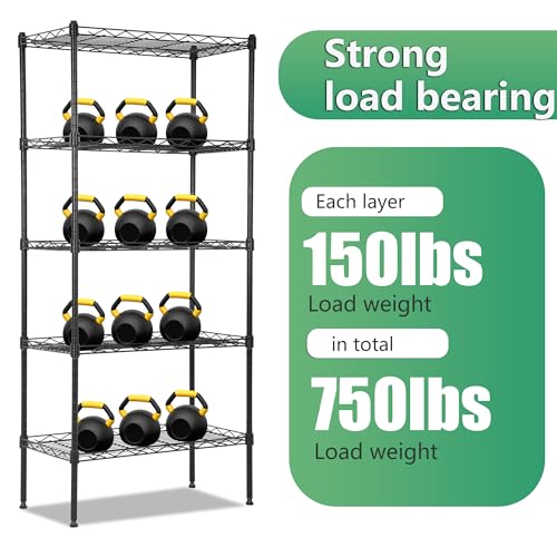 4 Tier NSF Wire Shelving Unit Heavy Duty Steel Storage Rack, Black X19089