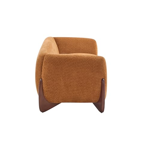 Christopher Knight Home Almab 82" Boucle 3-Seater Sofa, Wood Frame, Caramel Brown L227