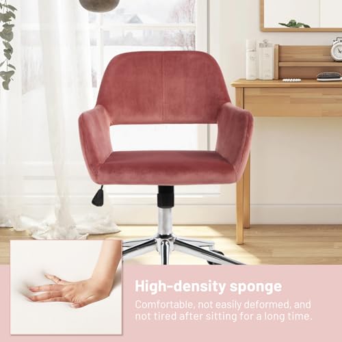 FurnitureR Fabric Upholstered Office Chair with Wheels, Adjustable Mid Back, Beige O766754