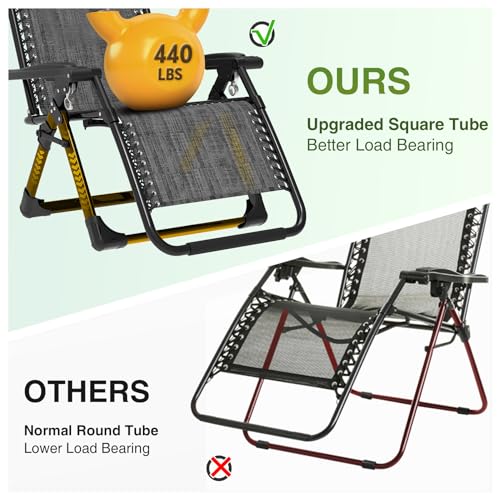Suteck Zero Gravity Chair Reclining Camping Lounge with Removable Cushion and Cup Holder Z41184