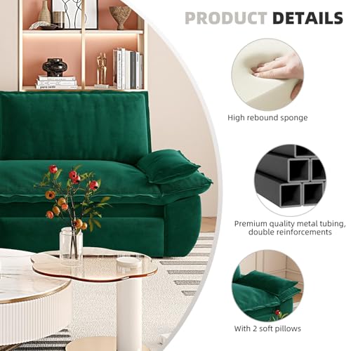 Queen Size Futon Sofa Bed with 2 Pillows, Blue V9731