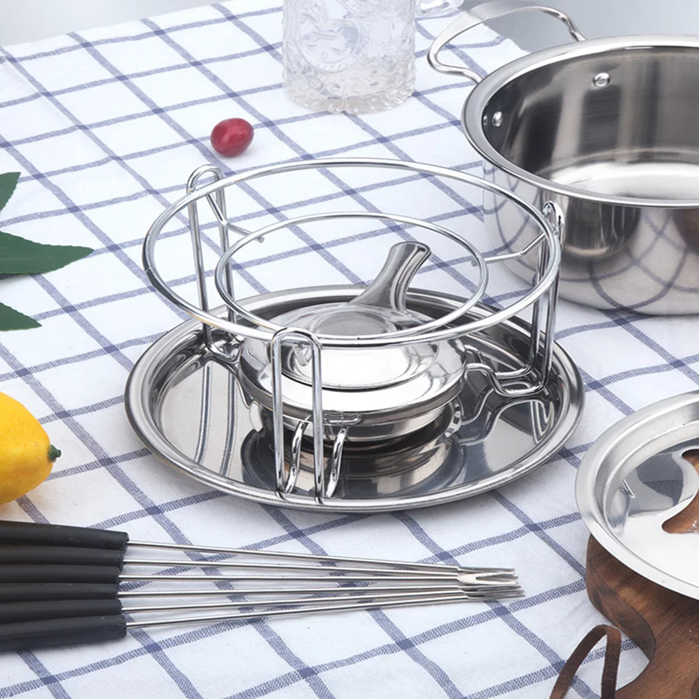 Stainless Steel Chocolate Melting Pot Cheese Fondue Set 10-Piece M74496