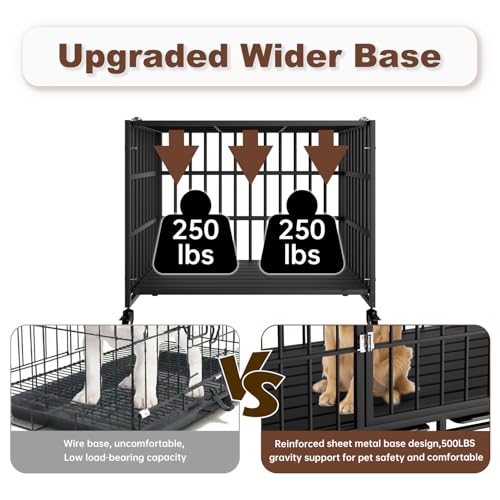 54 Inch Heavy Duty Dog Crate with Wheels for Large Dogs D47062