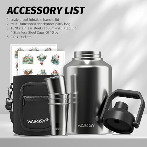 128oz Insulated Stainless Steel Water Bottle with Handle, Black W803