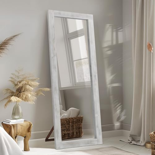 MELOMOIR Rustic Farmhouse Full Length Mirror 64"x21" Wood Frame Floor Mirror U91698