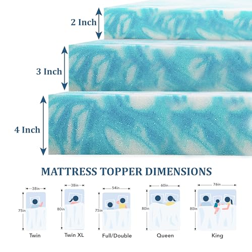 EGO Topper 2 Inch Twin Memory Foam Mattress Topper, Gel Infused, CertiPUR-US Certified F677