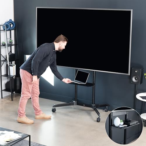 VIVO Mobile TV Cart for 32-83 inch Screens, Rolling Stand with Locking Wheels, Black F79048