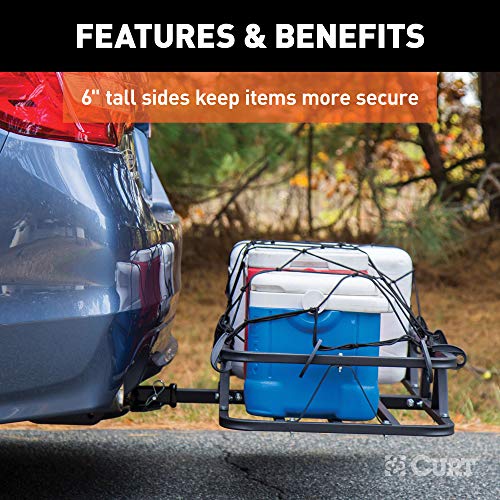CURT 18145 48 x 20-Inch Hitch Cargo Carrier, 500 lbs Capacity, Black Steel Y515326