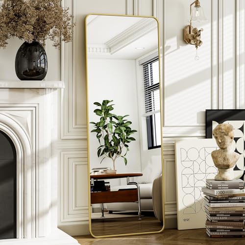 HARRITPURE 56" x 21" Rounded Full Length Floor Mirror with Aluminum Frame I85546