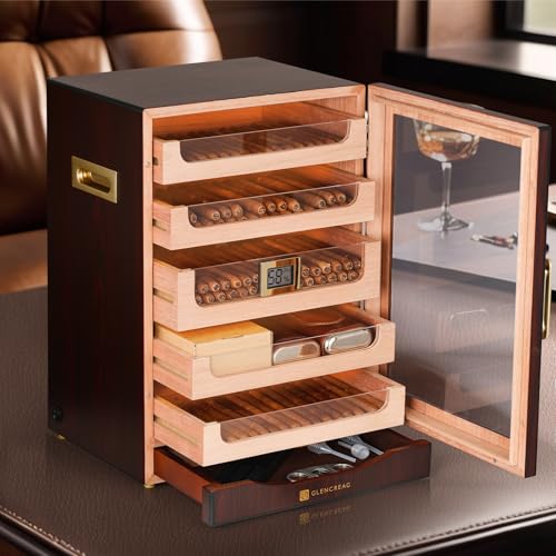 Cigar Humidor Cabinet for 250 Cigars with LED Light, Spanish Cedar Lining W1599