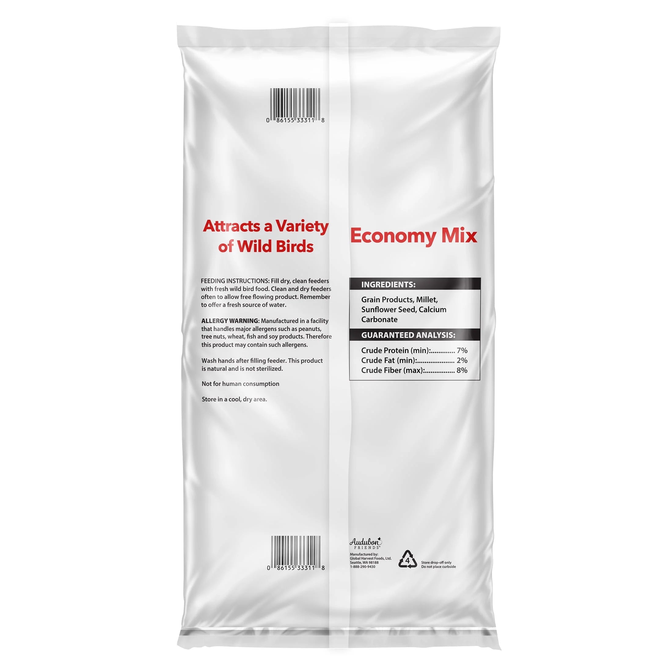 Economy Mix Wild Bird Feed, Value Seed Blend, 20 lb. Bag Z2024