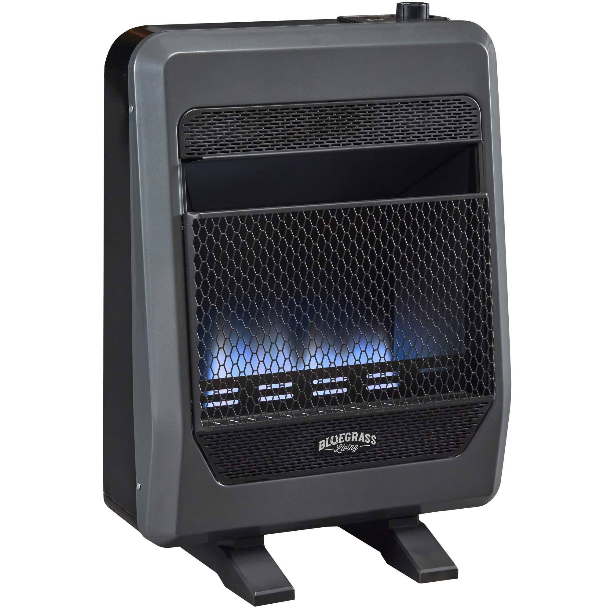 Bluegrass Living Natural GAS Vent Free Blue Flame GAS Space Heater with Blower and Base Feet - 20,000 BTU - Model#B20TNB-BB - Megean