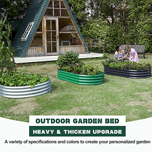 Land Guard Galvanized Raised Garden Bed Kit, Oval Large Metal Planter Box U192