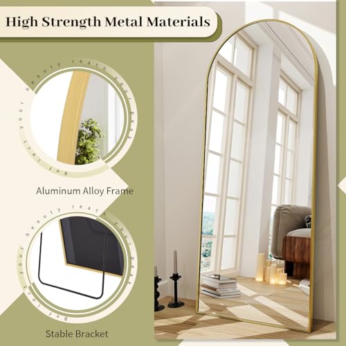 BEAUTYPEAK 65"x24" Arched Full Length Floor Mirror, Black D361