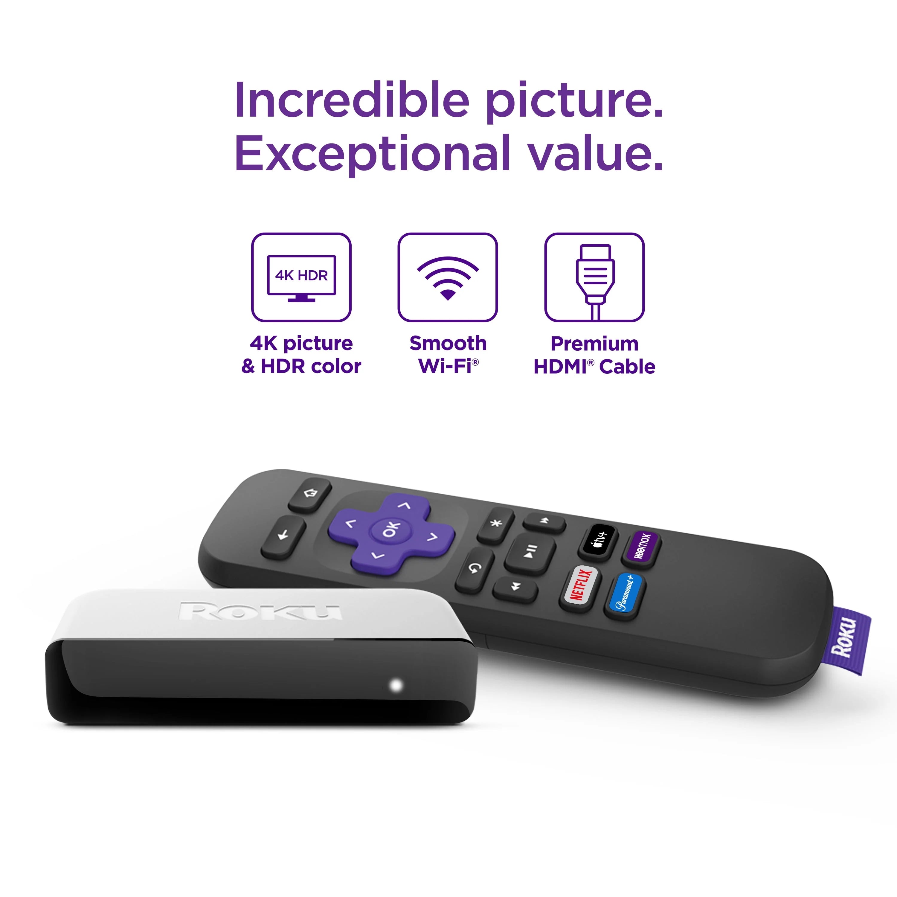 Roku Premiere 4K/HDR Streaming Media Player with HDMI Cable and Remote Y896566
