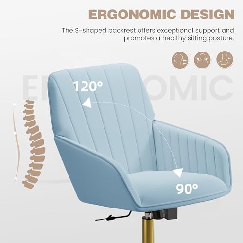Velvet Home Office Chair with Gold Base, Swivel Desk Chair with Wheels (Cream) Z435471