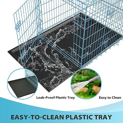 BestPet 42 Inch Folding Metal Wire Dog Crate with Double-Door and Removable Tray O49217