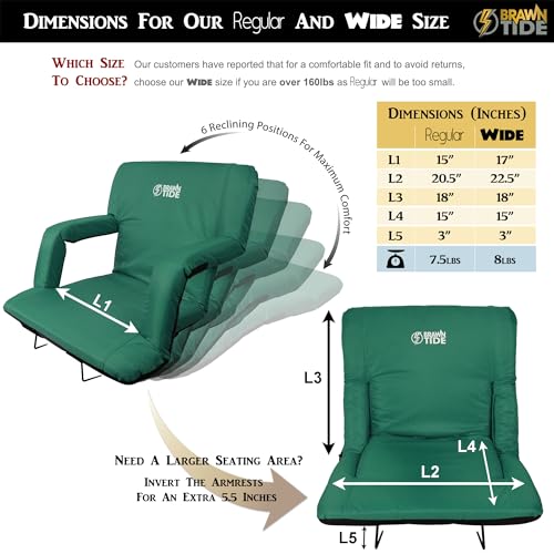 BRAWNTIDE Stadium Seat with Back Support, Cushion, Cup Holders J7745
