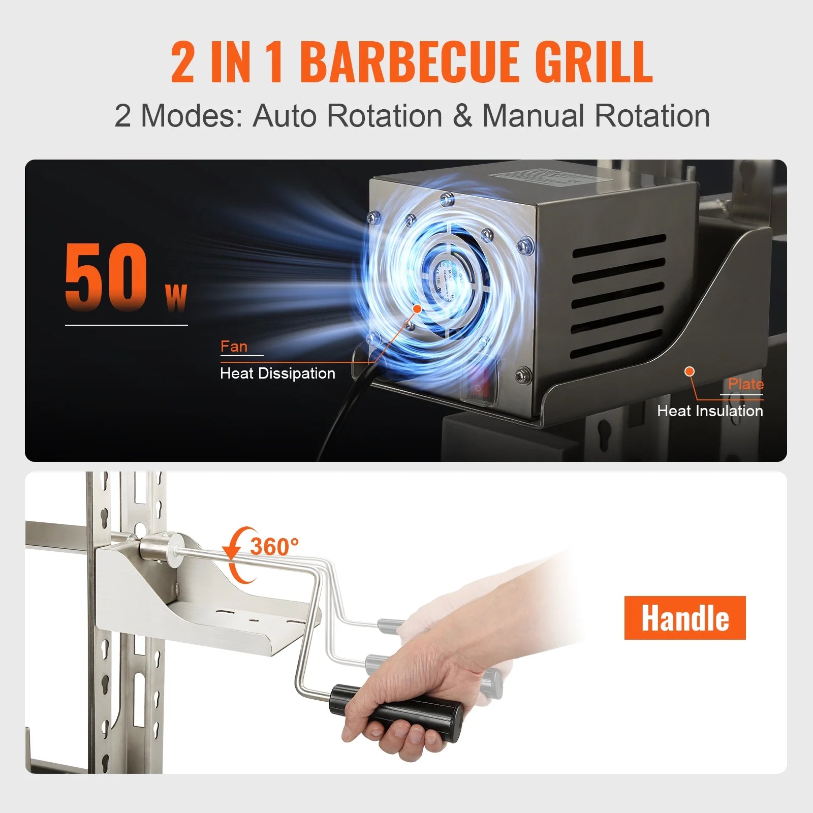 SKYSHALO 46" Rotisserie BBQ Grill for Pig Lamb Chicken J159