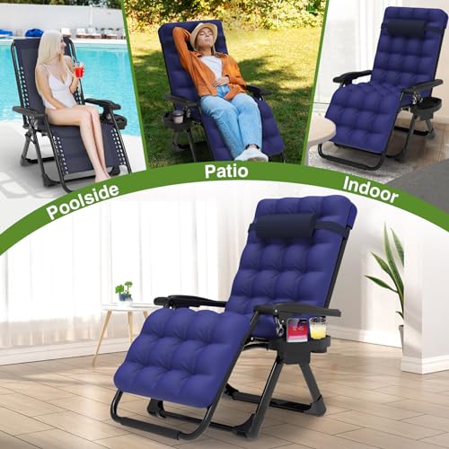 Suteck Zero Gravity Chair Reclining Camping Lounge with Removable Cushion and Cup Holder Z41184