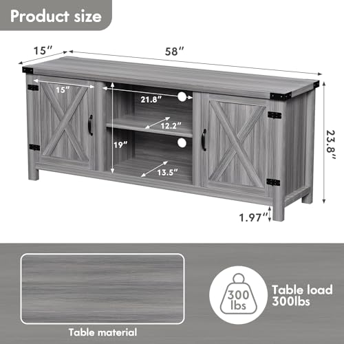 YESHOMY Modern Farmhouse TV Stand for TVs up to 65 Inch, Gray Wash O551446