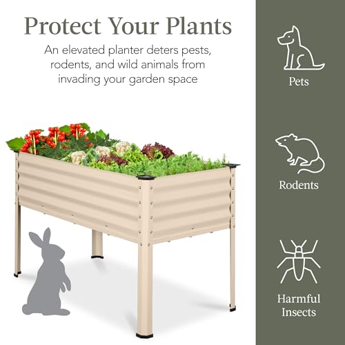 Best Choice Products 48x24x30in Galvanized Raised Garden Bed, Metal Elevated Planter Box, Dark Green S888804