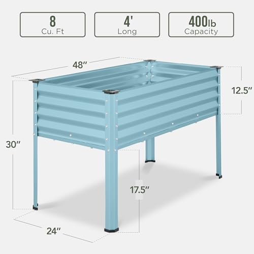 Best Choice Products 48x24x30in Galvanized Raised Garden Bed, Metal Elevated Planter Box, Dark Green S888804