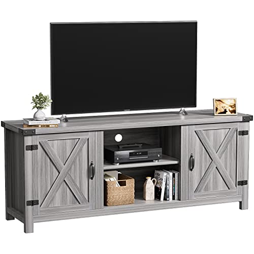 YESHOMY Modern Farmhouse TV Stand for TVs up to 65 Inch, Gray Wash O551446