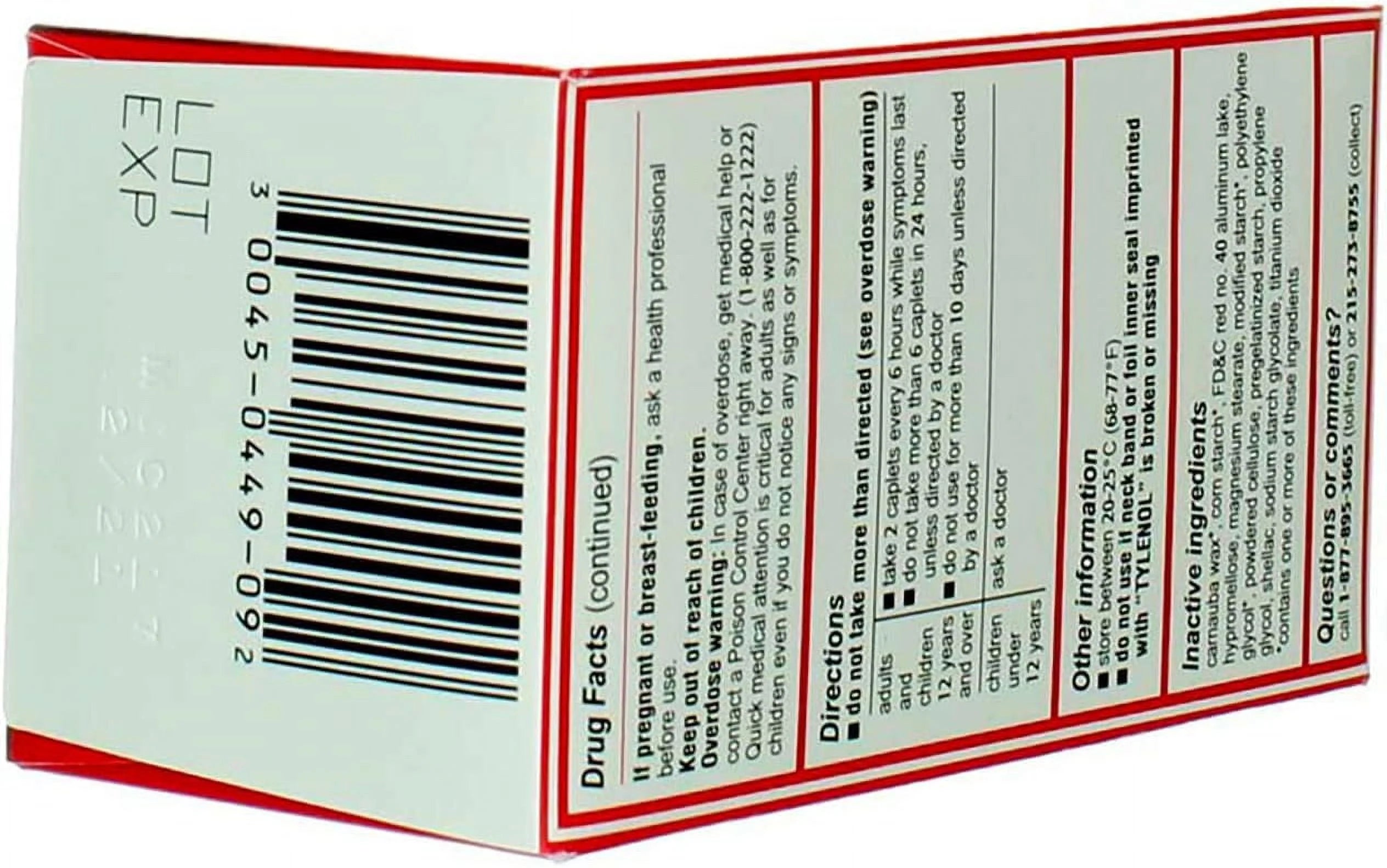 Tylenol Extra Strength Caplets, 500 mg Acetaminophen, 100 Ct T12507