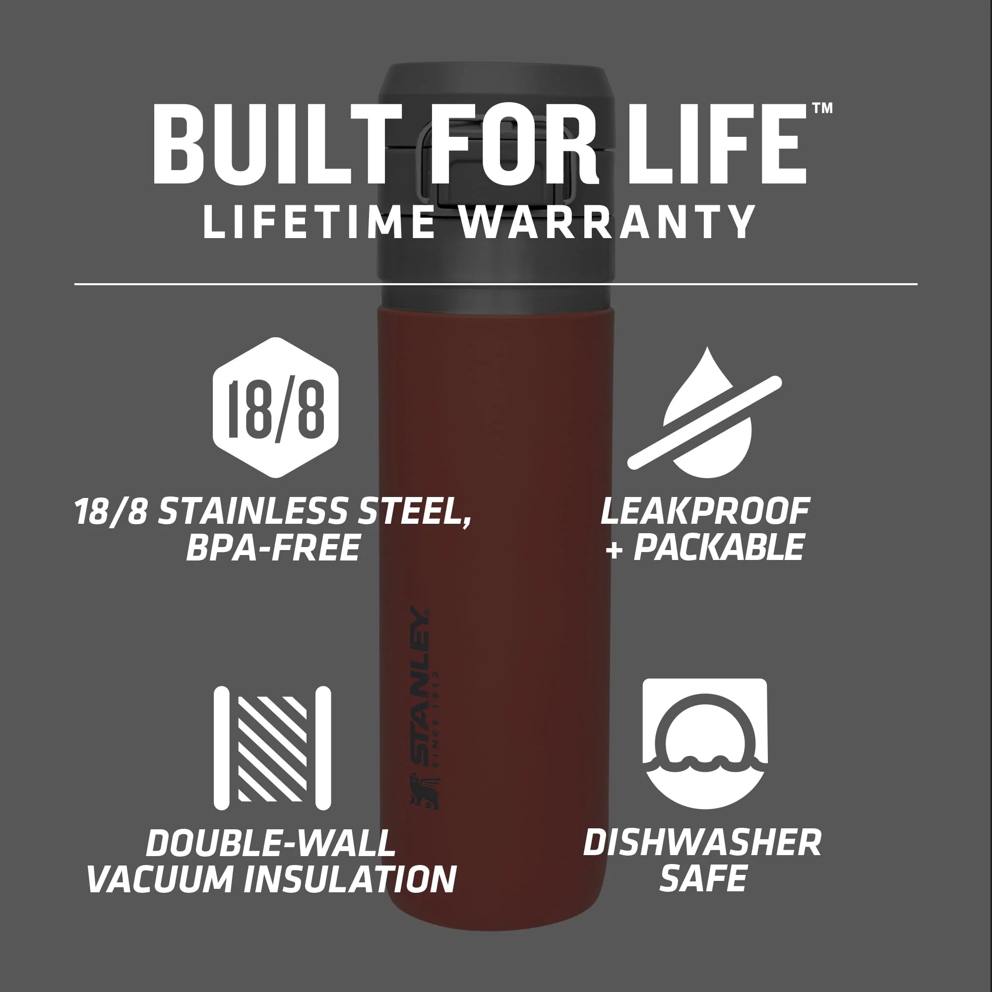 Stanley Quick Flip Insulated Stainless Steel Water Bottle 24 oz M3890
