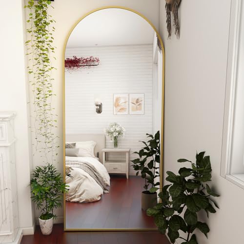 BEAUTYPEAK 65"x24" Arched Full Length Floor Mirror, Black D361