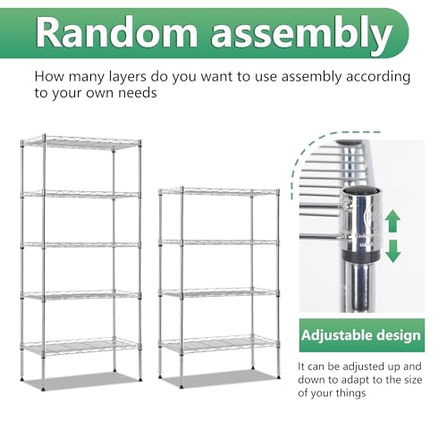 4 Tier NSF Wire Shelving Unit Heavy Duty Steel Storage Rack, Black X19089