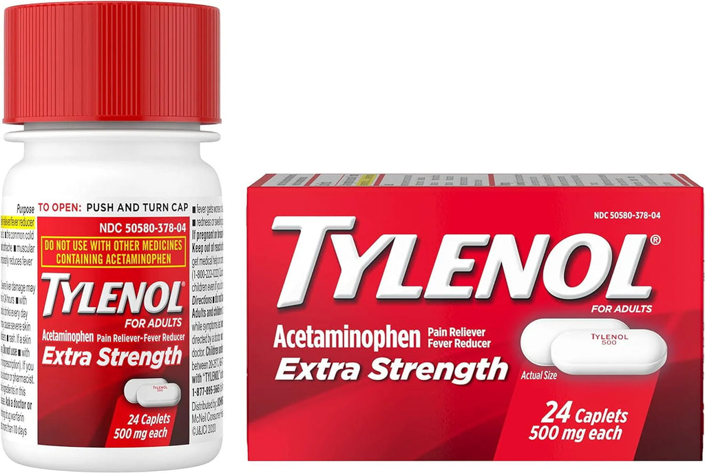 Tylenol Extra Strength Caplets, 500 mg Acetaminophen, 100 Ct T12507