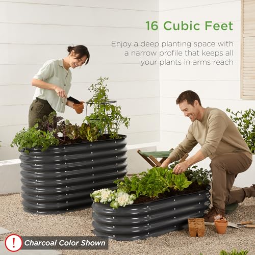 Best Choice Products 8x2x2ft Metal Raised Garden Bed Oval Planter Box for Vegetables, Herbs B5622