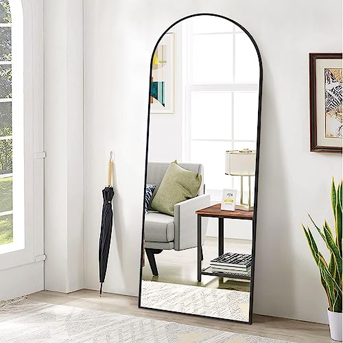 BEAUTYPEAK 65"x24" Arched Full Length Floor Mirror, Black D361