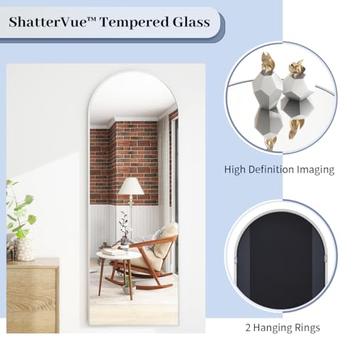 BEAUTYPEAK 65"x24" Arched Full Length Floor Mirror, Black D361