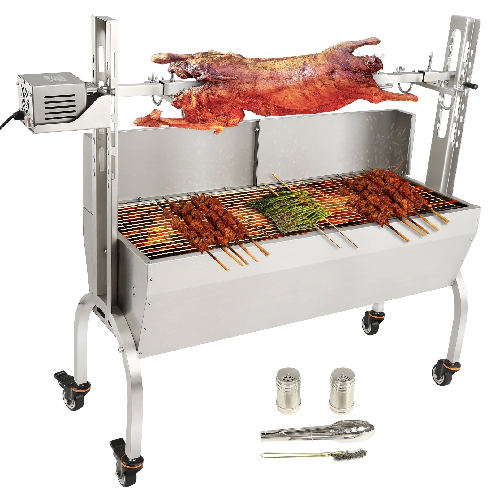 SKYSHALO 46" Rotisserie BBQ Grill for Pig Lamb Chicken J159