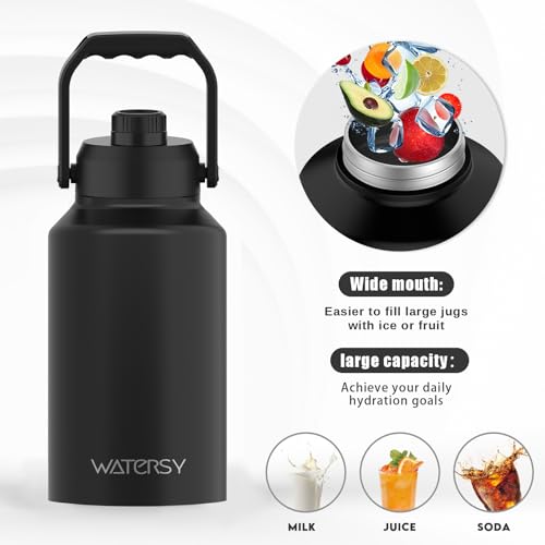 128oz Insulated Stainless Steel Water Bottle with Handle, Black W803