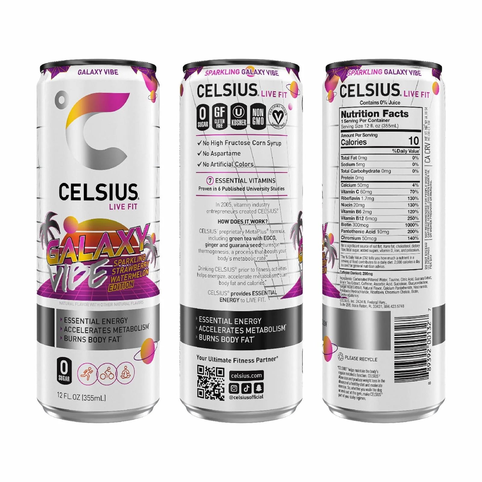 CELSIUS Sparkling Space Variety Pack, Functional Energy Drink, 12 fl oz, 12-Pack T823