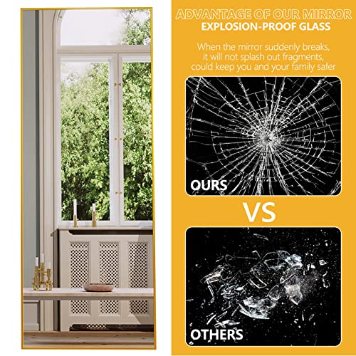 WIIS' IDEA Full Length Mirror with Stand, 59"x16" Floor Mirror, Black O584483